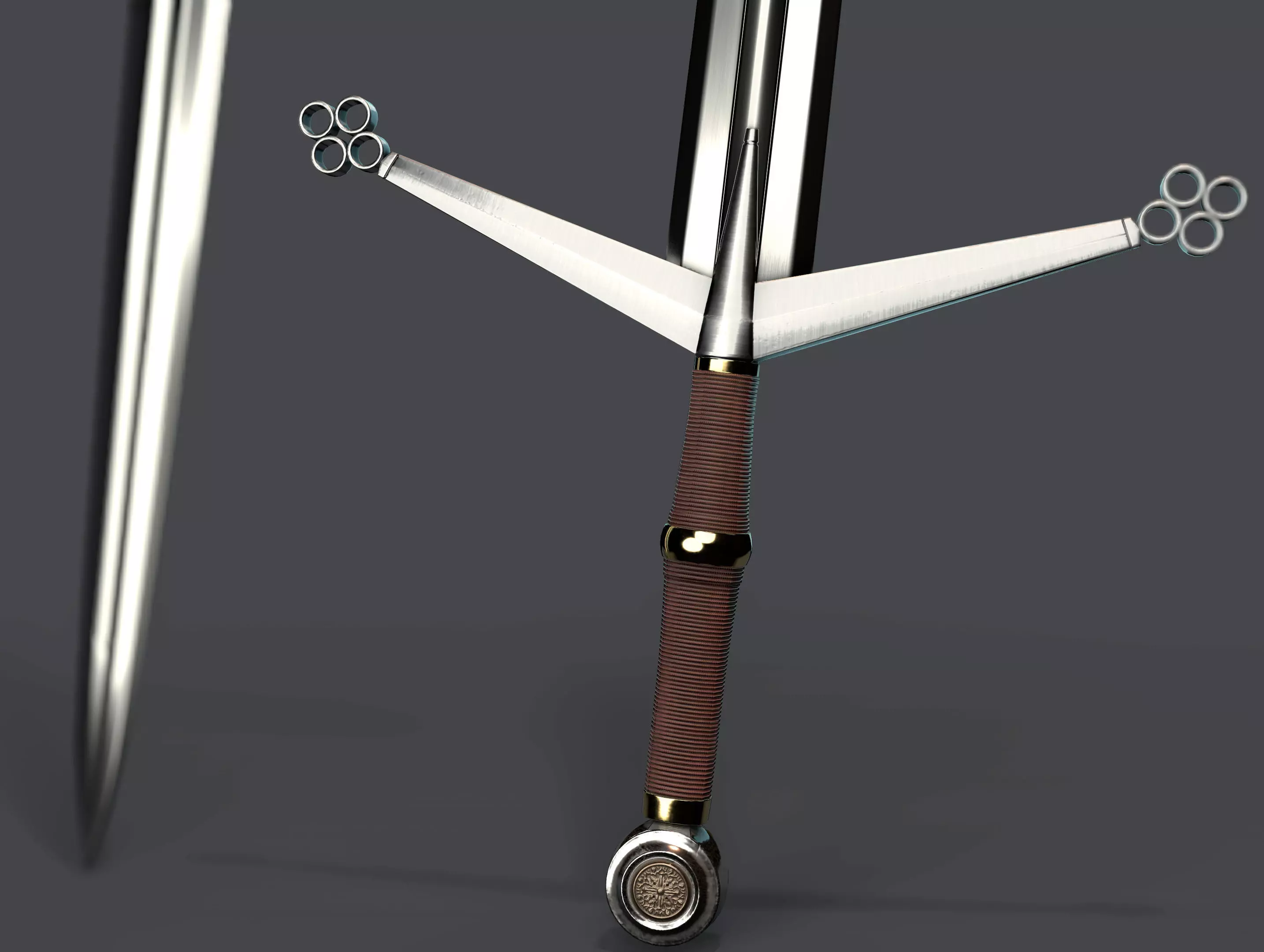 Claymore sword Low-poly 3D model_0