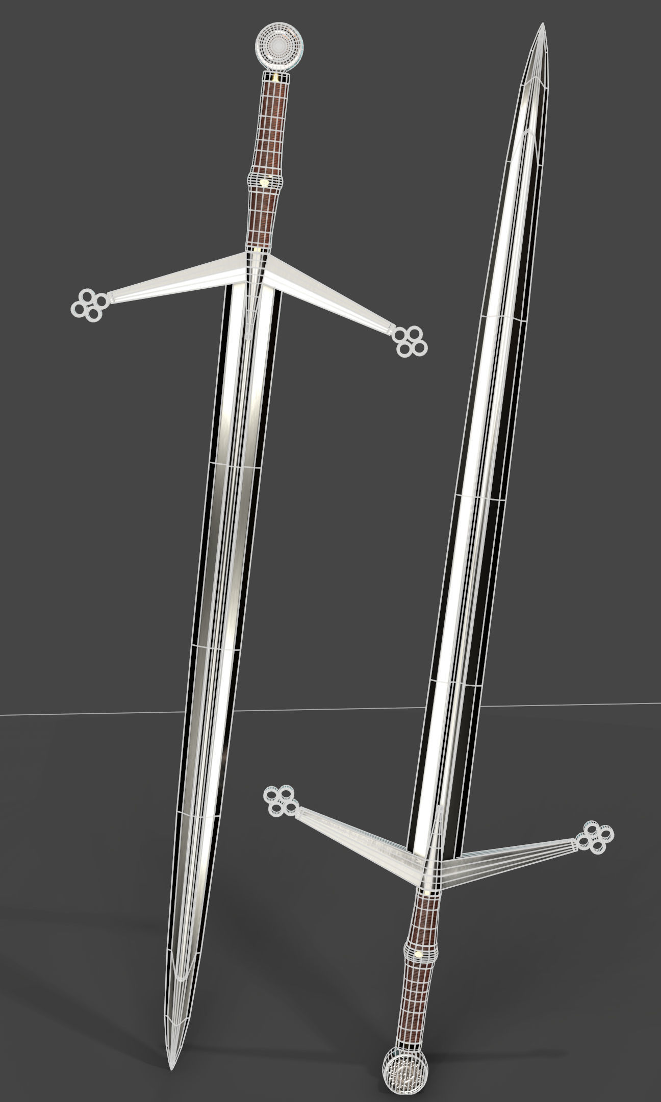 Claymore sword Low-poly 3D model_4