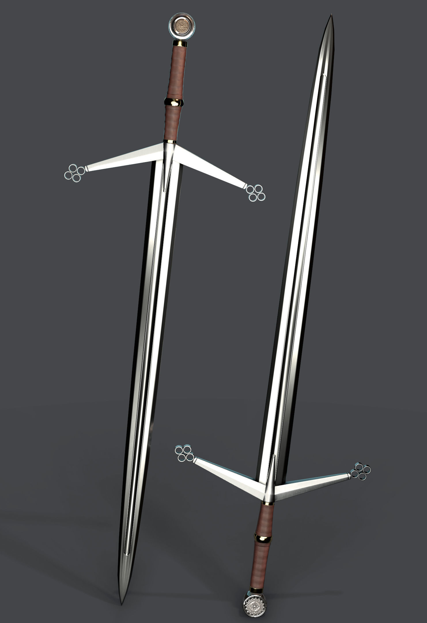 Claymore sword Low-poly 3D model_3