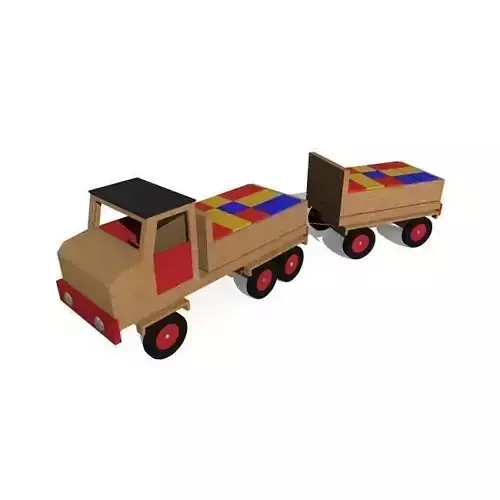 toy  truck with trailer and wooden blocks
