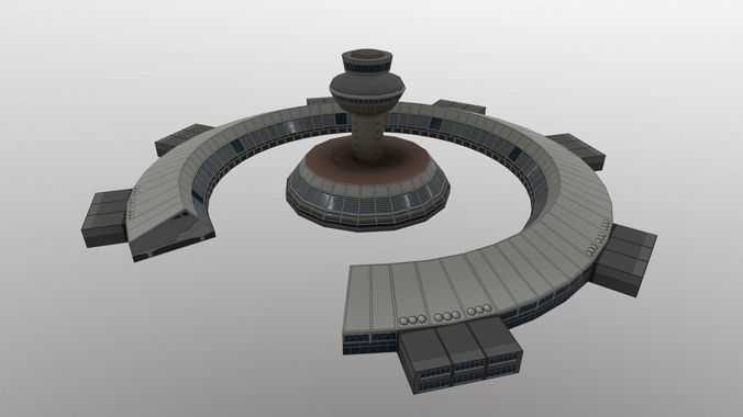 International Airport Zvartnots Old Terminal Low-poly 3D model