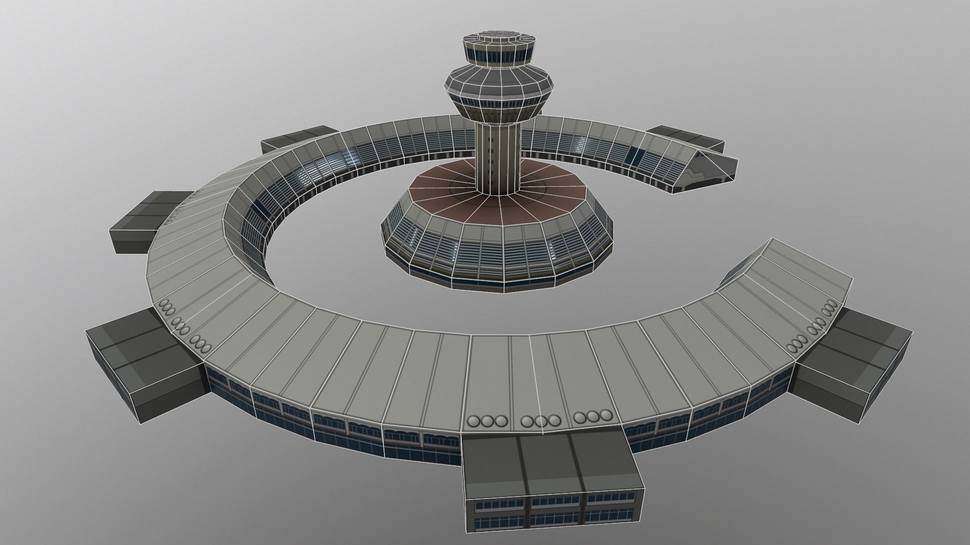 International Airport Zvartnots Old Terminal Low-poly 3D model_2