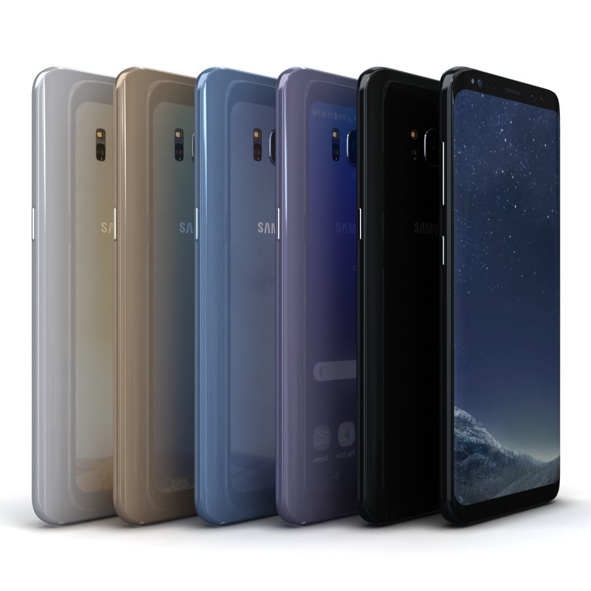 Samsung Galaxy S8 S8Plus and Note 8 Collection Low-poly 3D model_2