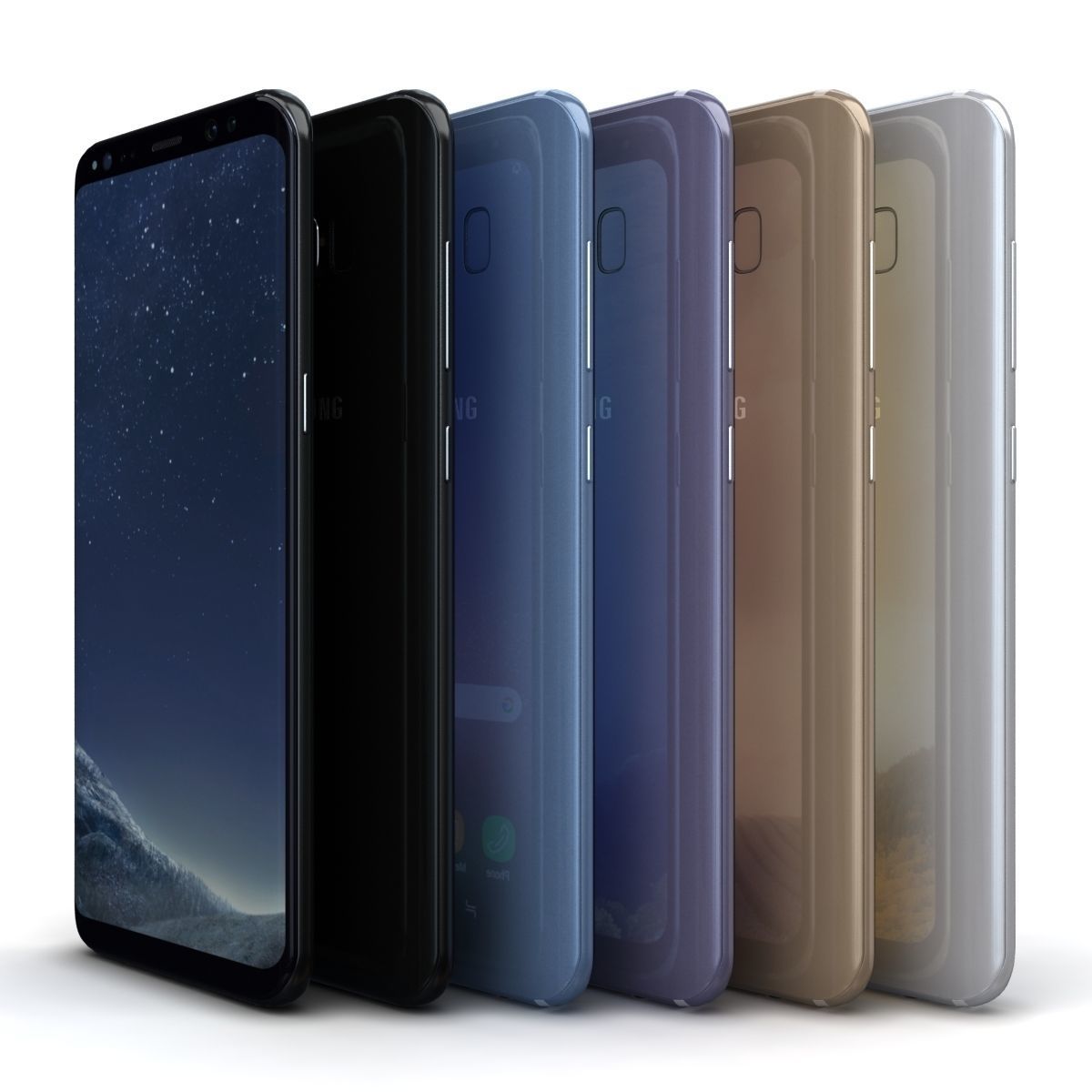 Samsung Galaxy S8 S8Plus and Note 8 Collection Low-poly 3D model_3