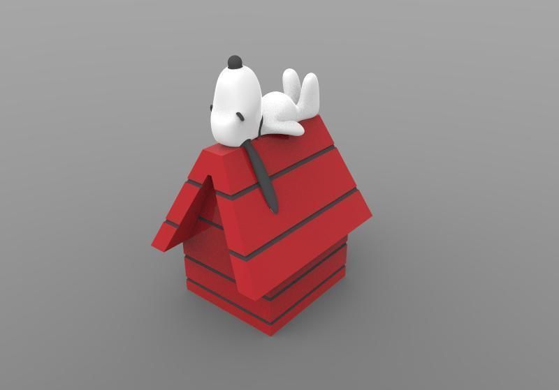 Snoopy on roof 3D print model_1