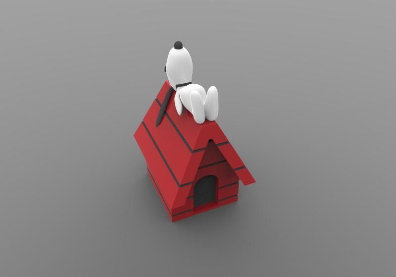 Snoopy on roof 3D print model_2
