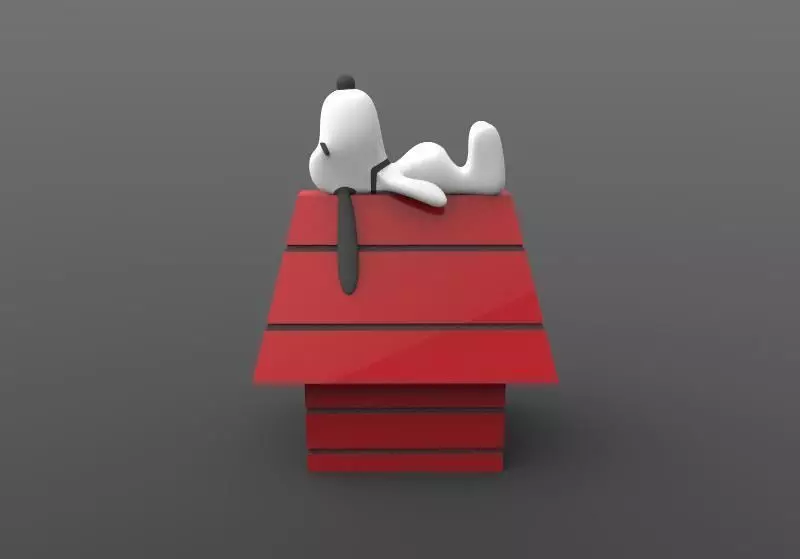 Snoopy on roof 3D print model_0