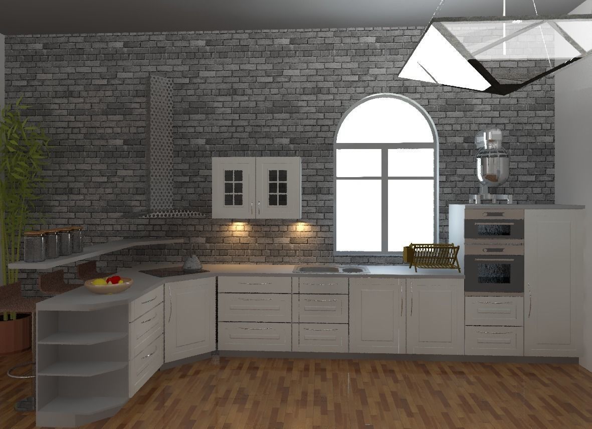 Modern Kitchen Low-poly 3D model_1