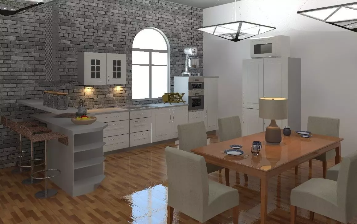 Modern Kitchen Low-poly 3D model_0