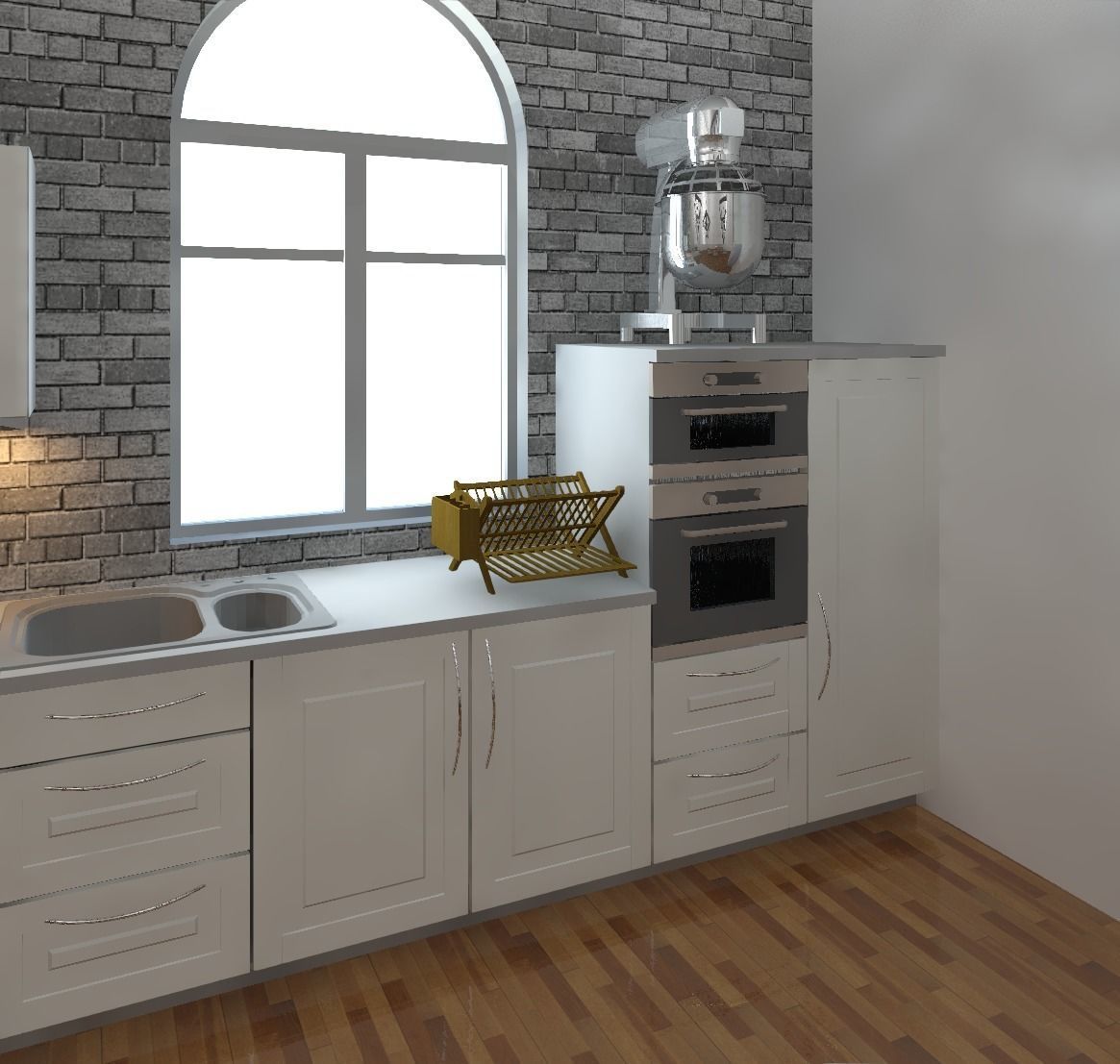 Modern Kitchen Low-poly 3D model_3