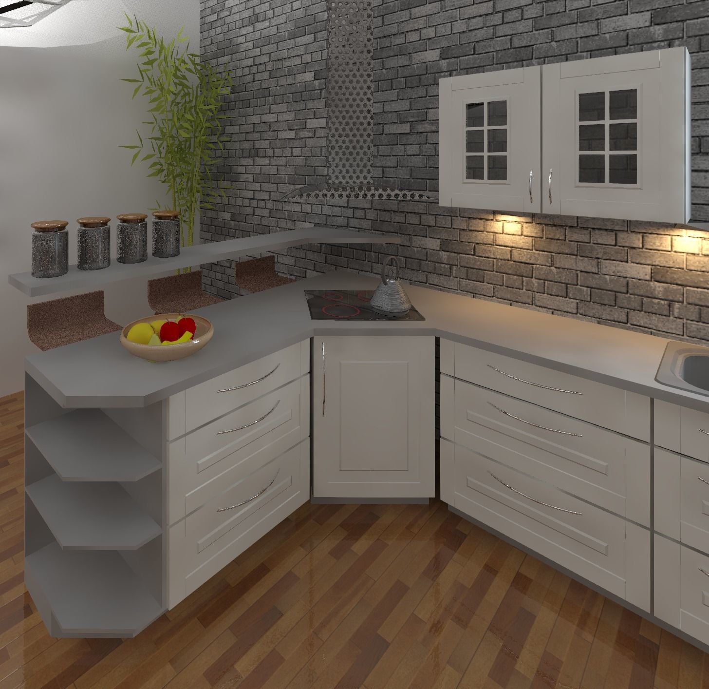 Modern Kitchen Low-poly 3D model_2