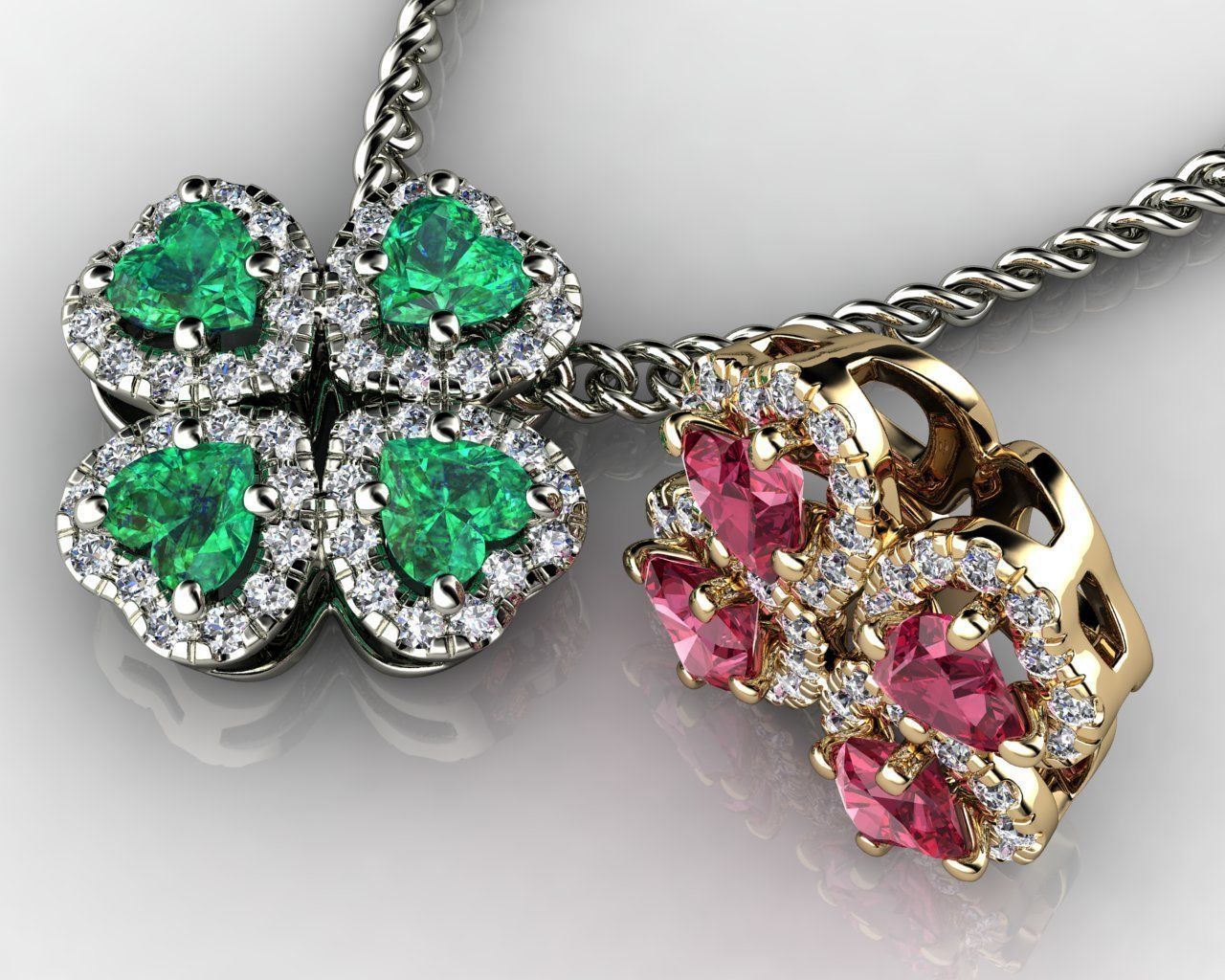 The Pendant with Four Hearts and Halo 3D print model_3