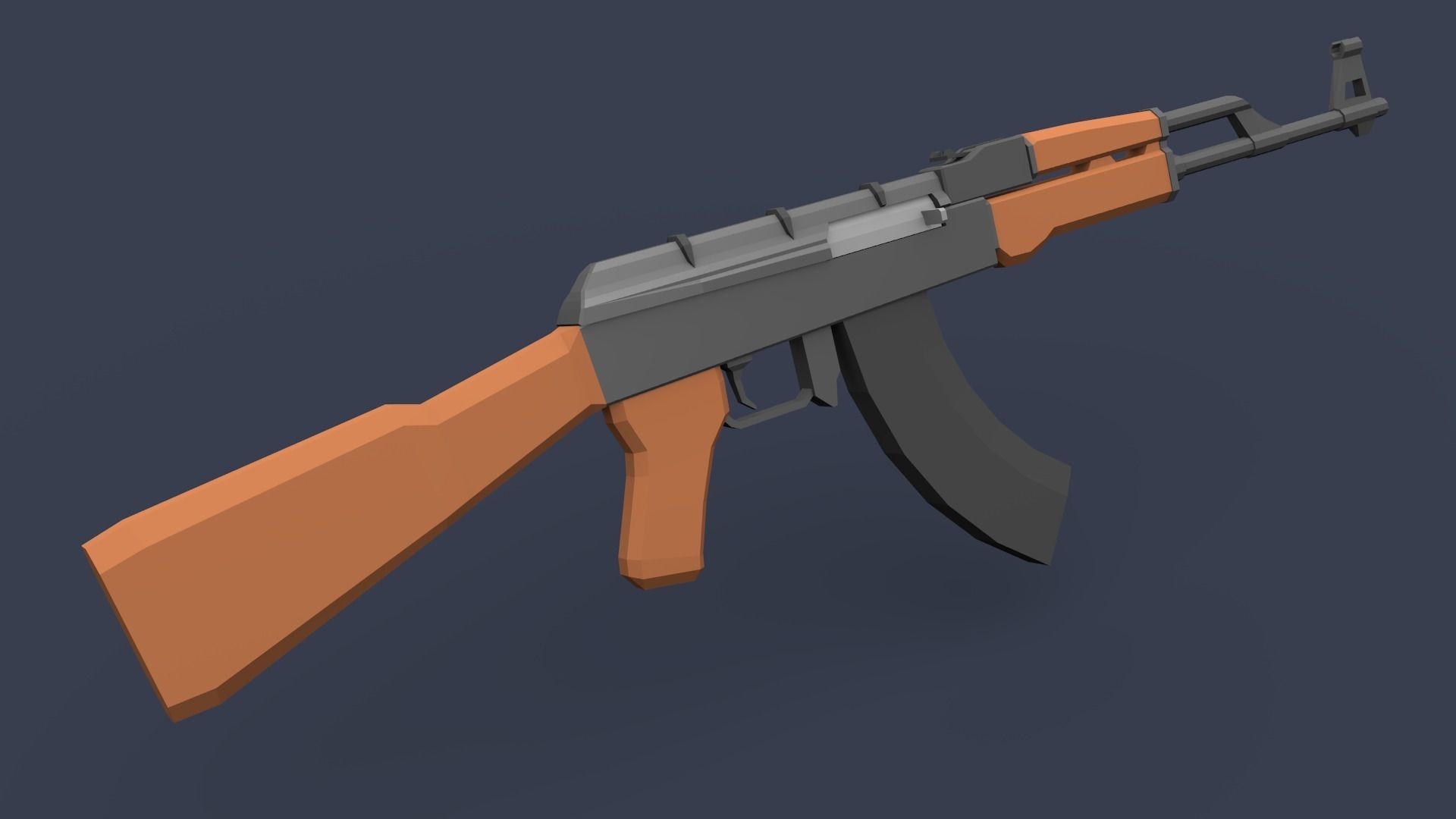 AK47 Lowpoly Kalashnikov Low-poly 3D model_1
