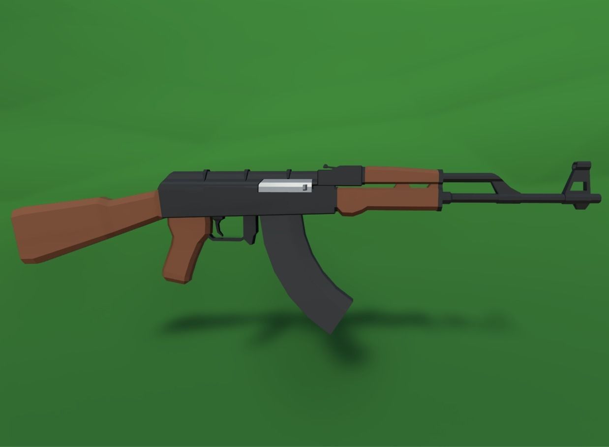 AK47 Lowpoly Kalashnikov Low-poly 3D model_3