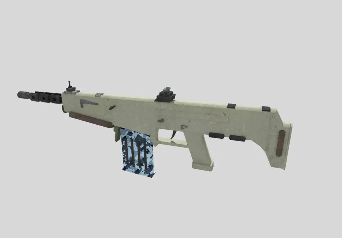 no brand low poly assault rifle 3 Low-poly 3D model