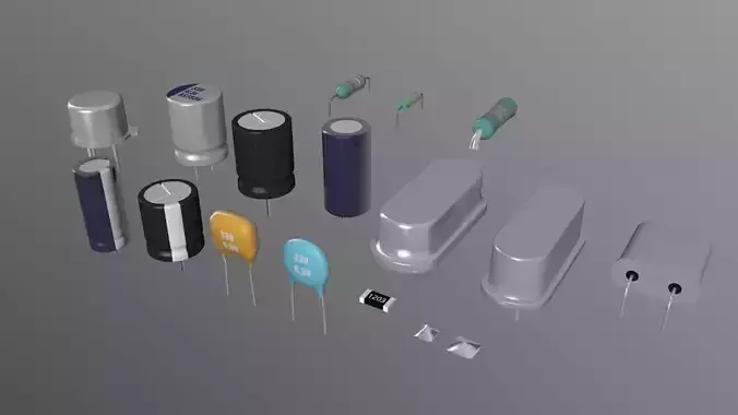 Capacitor  Resistor  and Crystal oscillator