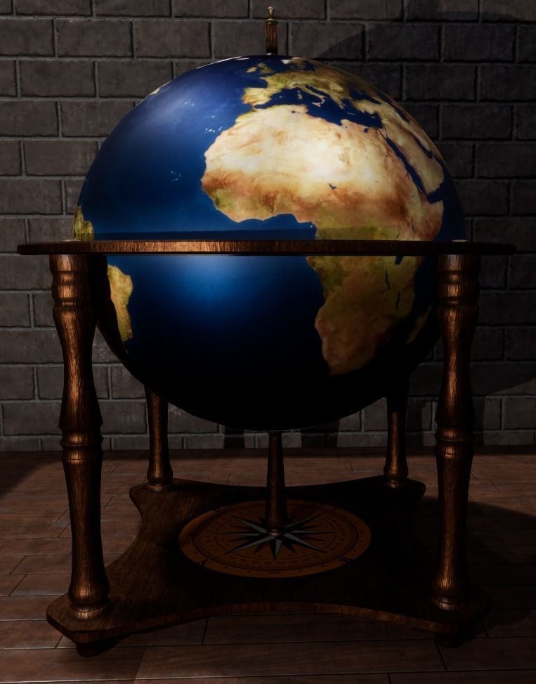 Globe bar Low-poly 3D model_1