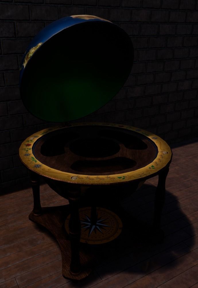 Globe bar Low-poly 3D model_2