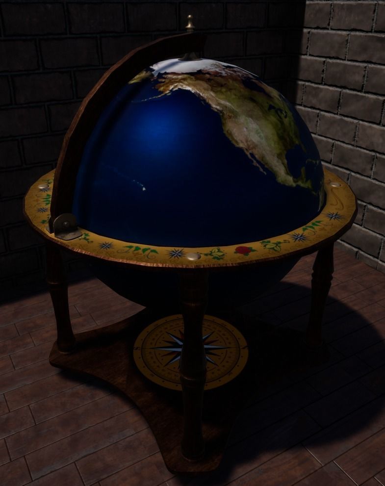 Globe bar Low-poly 3D model_3