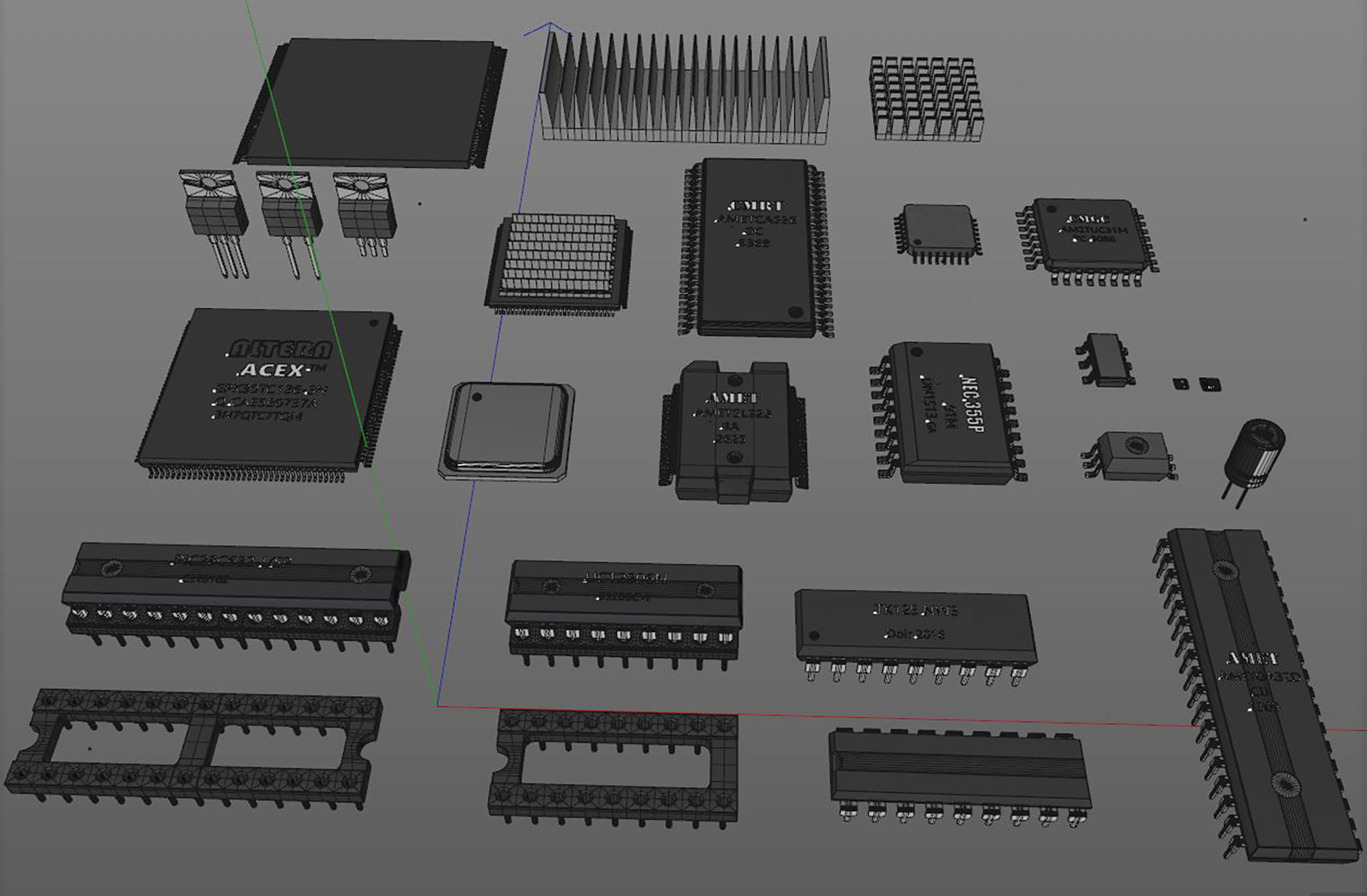 Circuit board micro chip 3D model_5