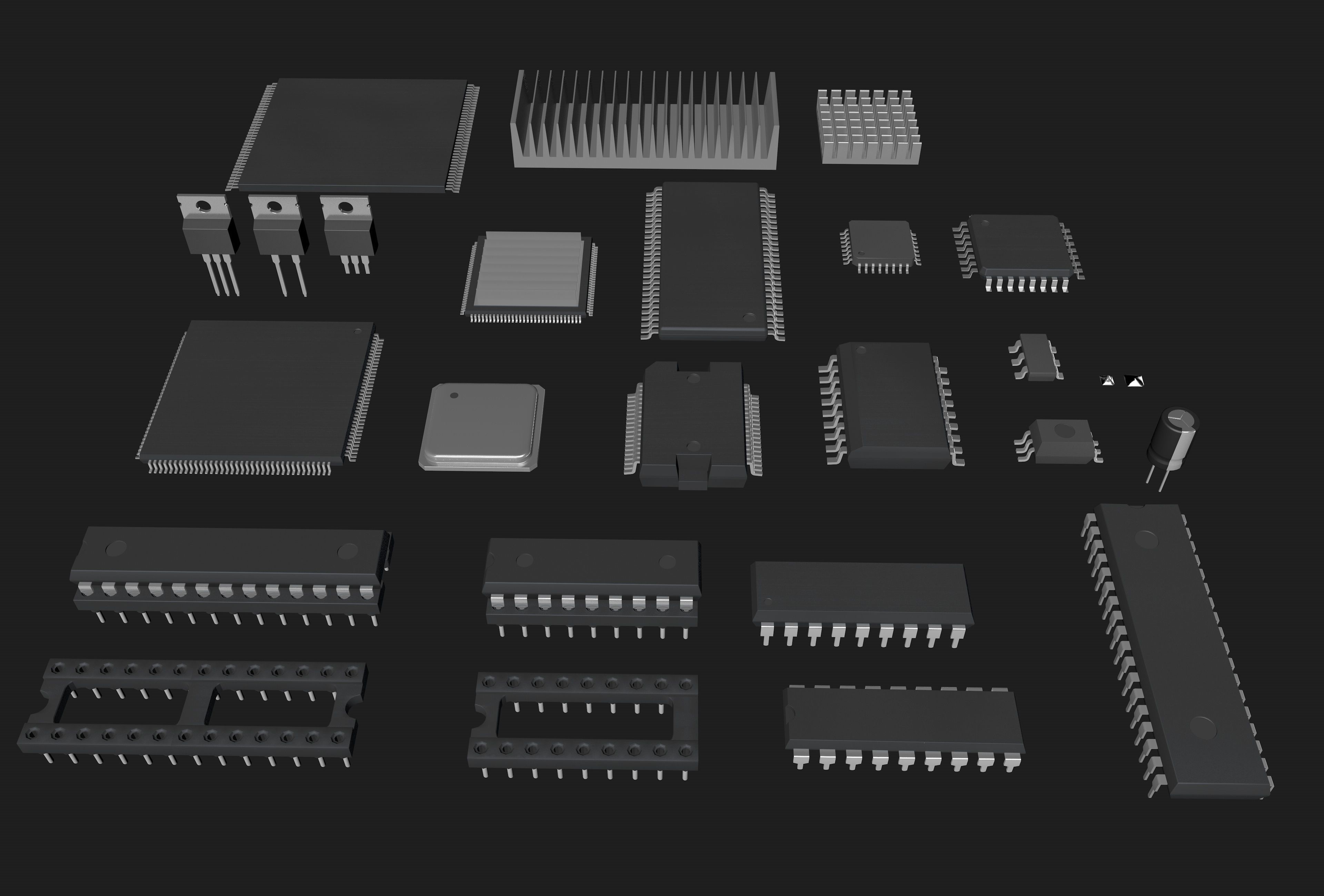 Circuit board micro chip 3D model_2
