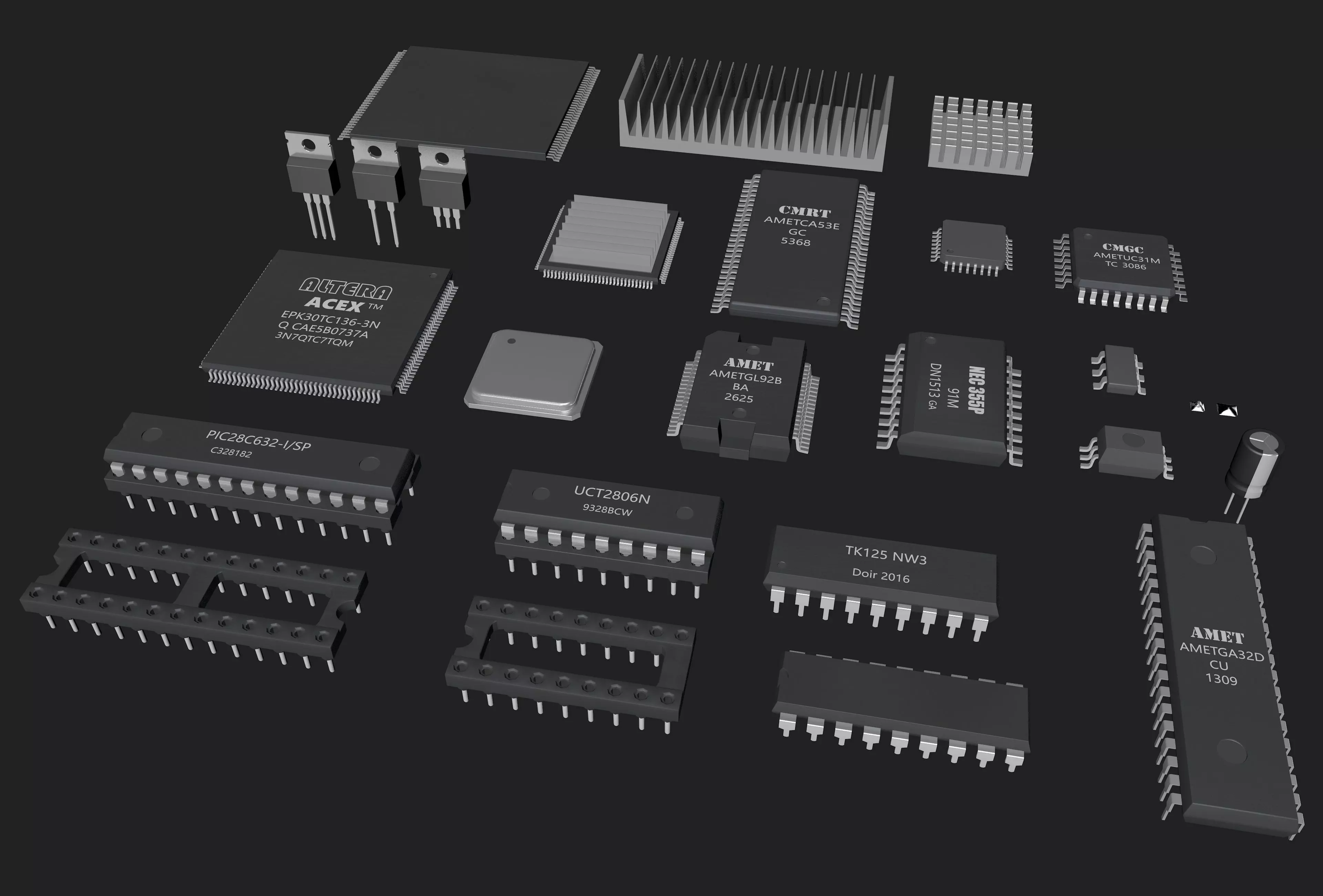 Circuit board micro chip 3D model_0