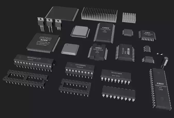Circuit board micro chip 3D model