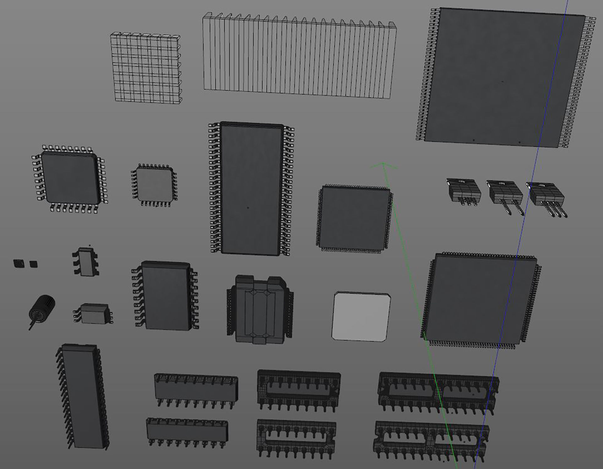 Circuit board micro chip 3D model_6