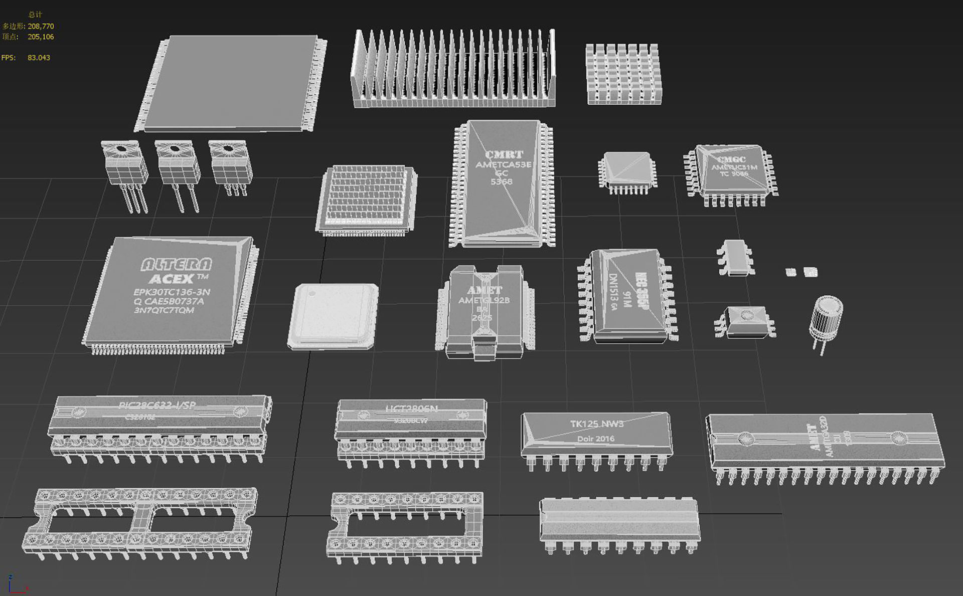 Circuit board micro chip 3D model_4