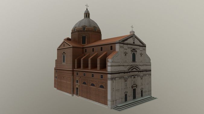 The Church of the Gesu - Chiesa del Gesu Low-poly 3D model