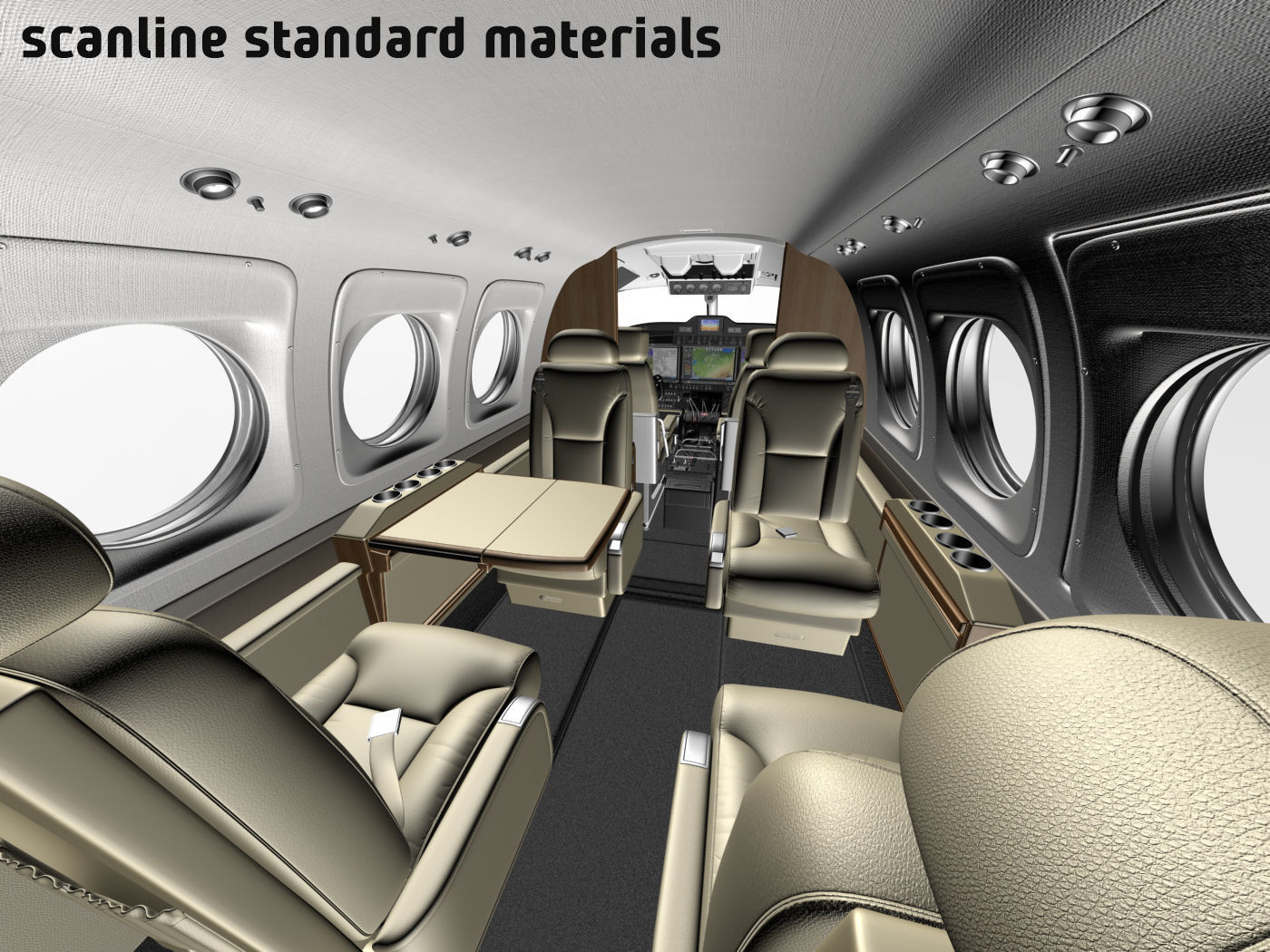 Beechcraft King Air c90gtx interior 3D model_17