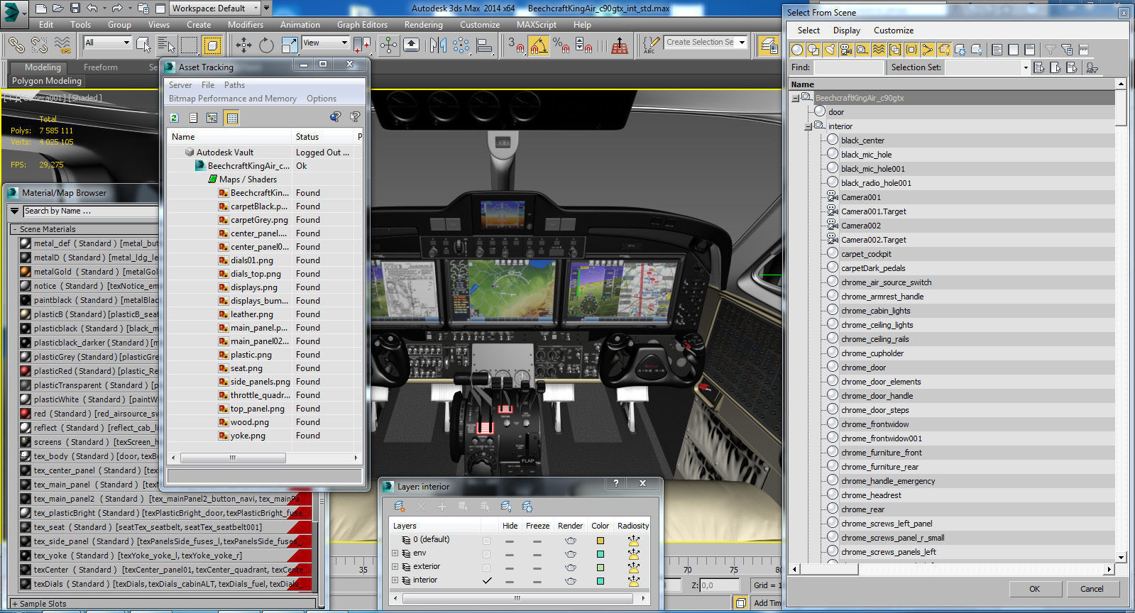 Beechcraft King Air c90gtx interior 3D model_23