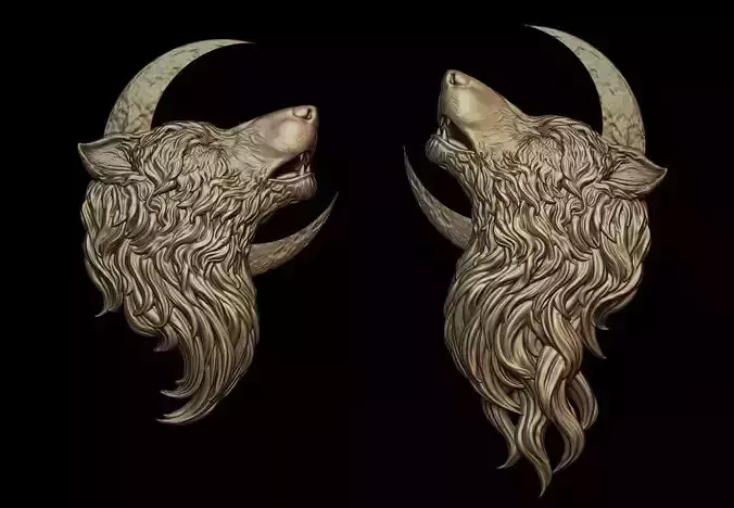 Howling Wolf Pendant 2 Versions 3D print model