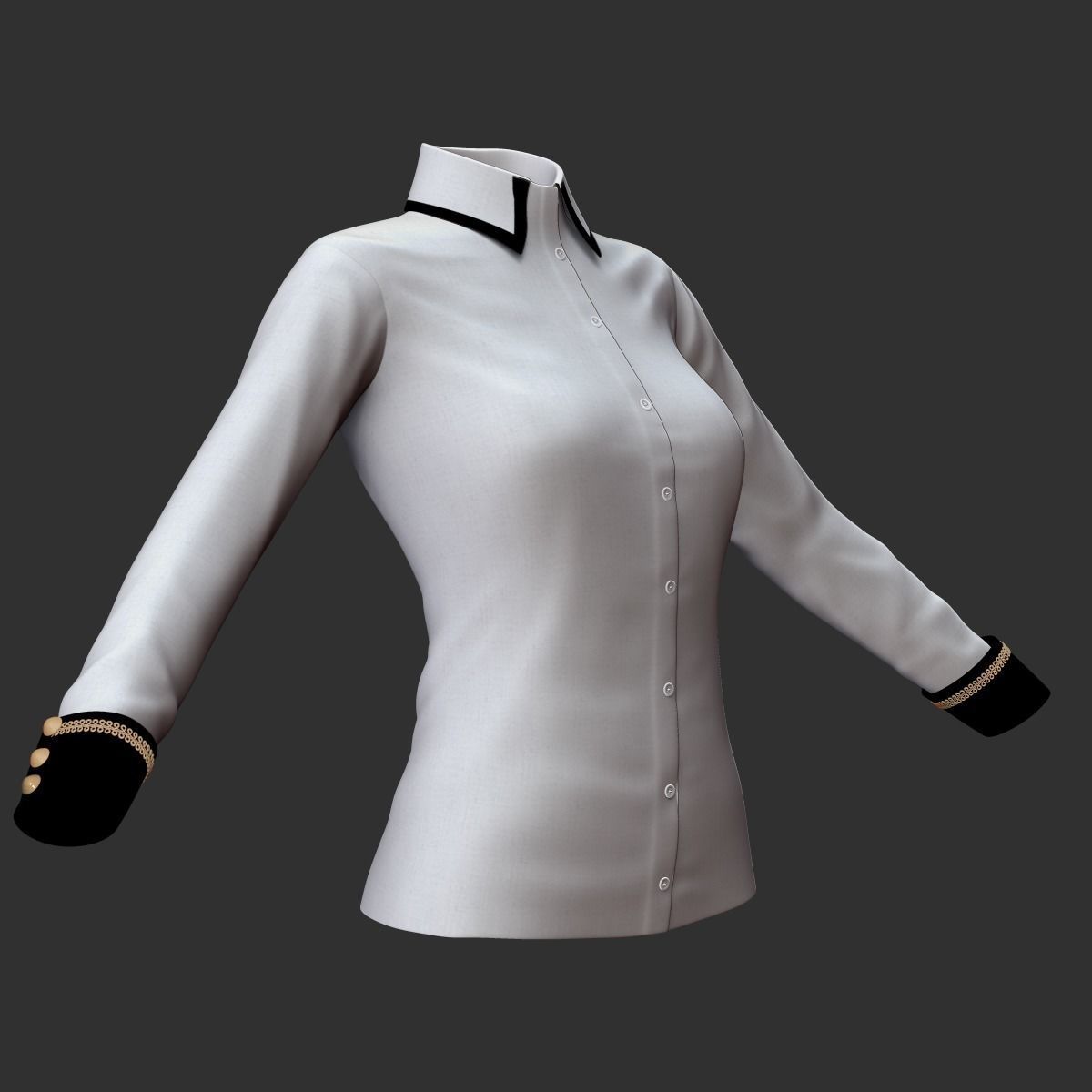 Blouse shirt with sleeves 3D model_6