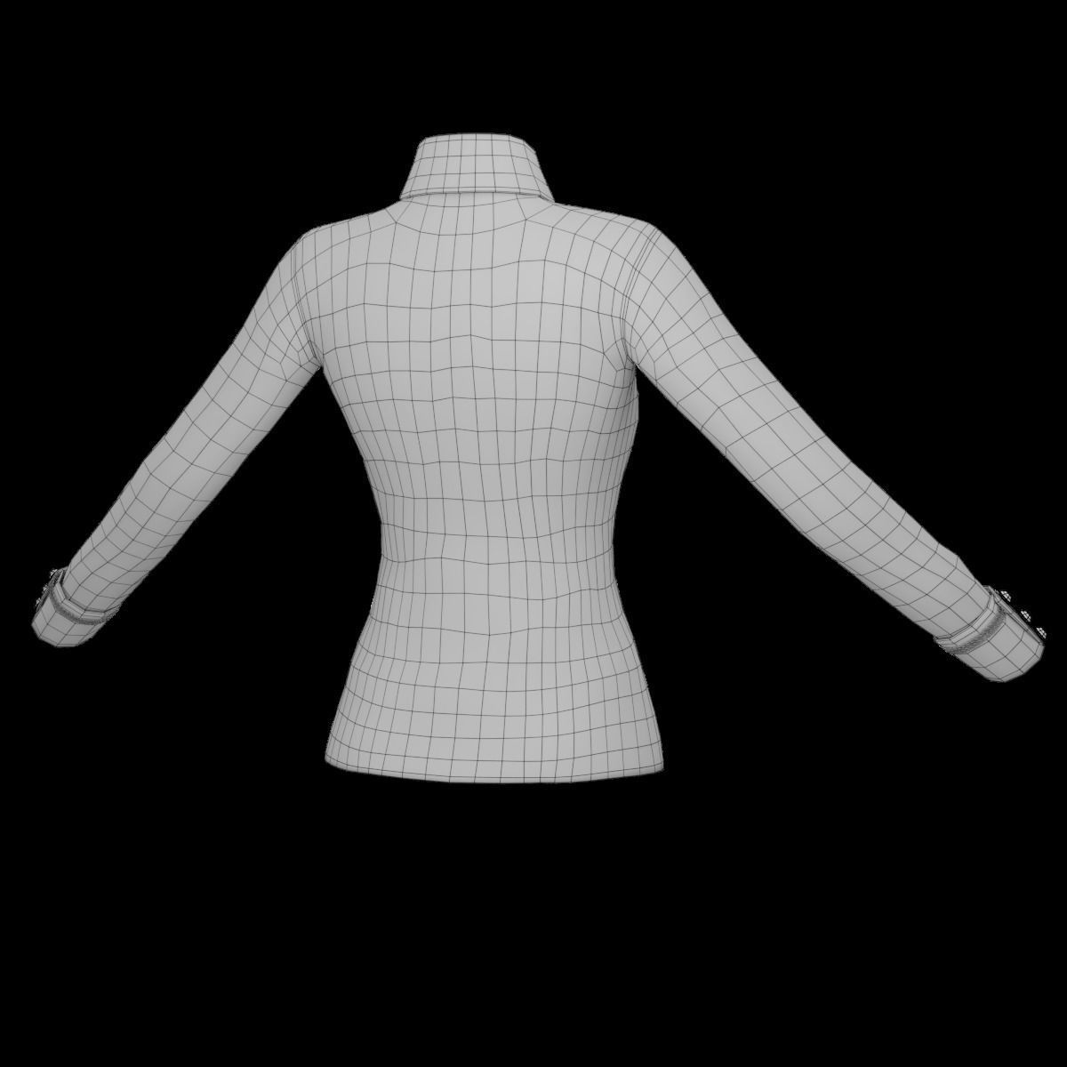 Blouse shirt with sleeves 3D model_10