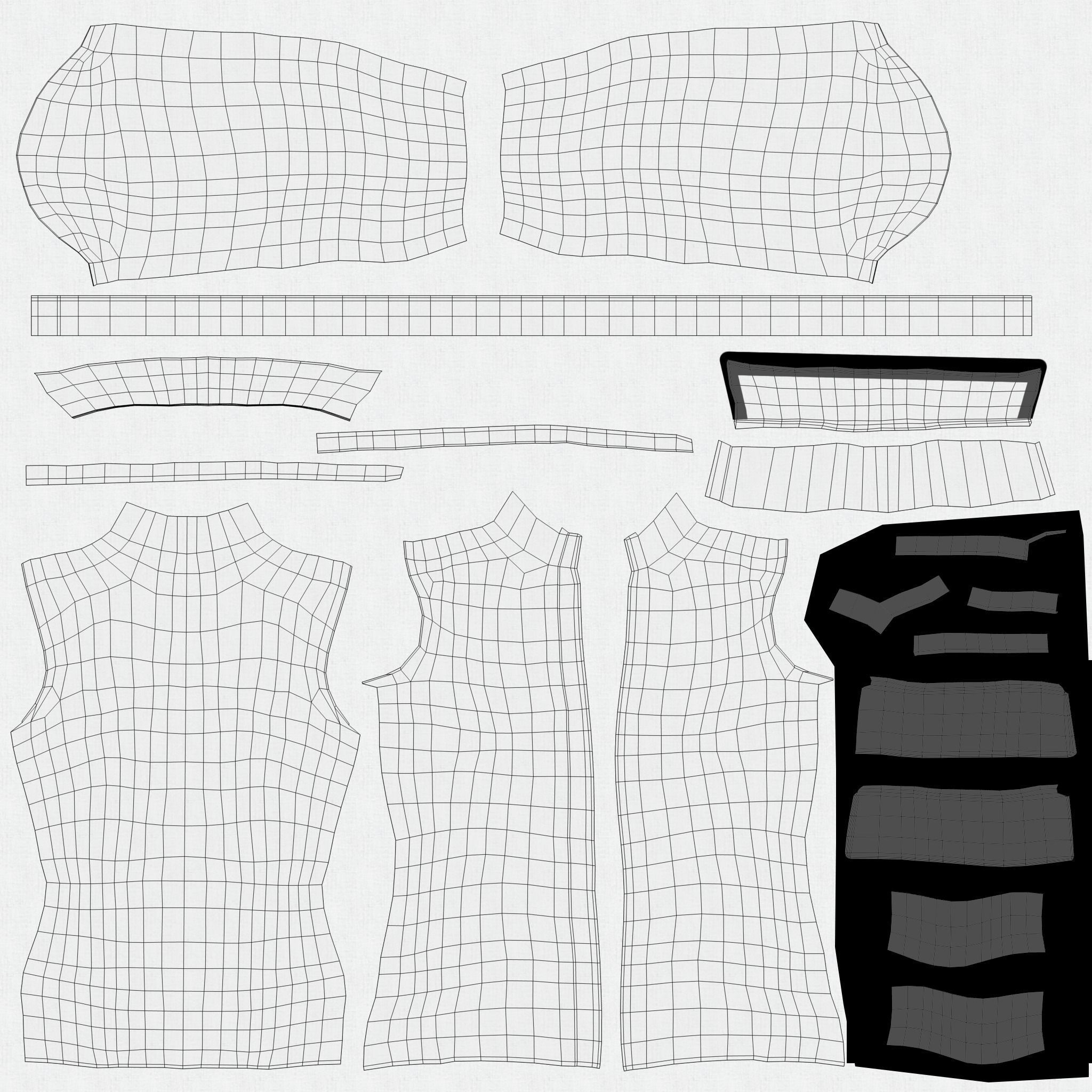 Blouse shirt with sleeves 3D model_12