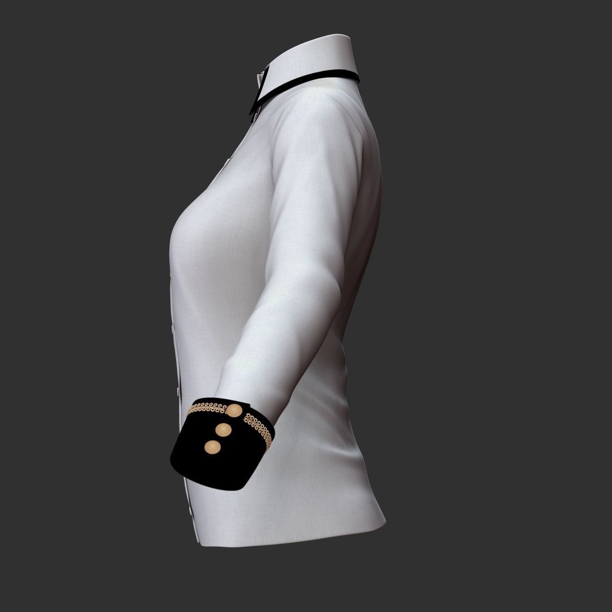 Blouse shirt with sleeves 3D model_2
