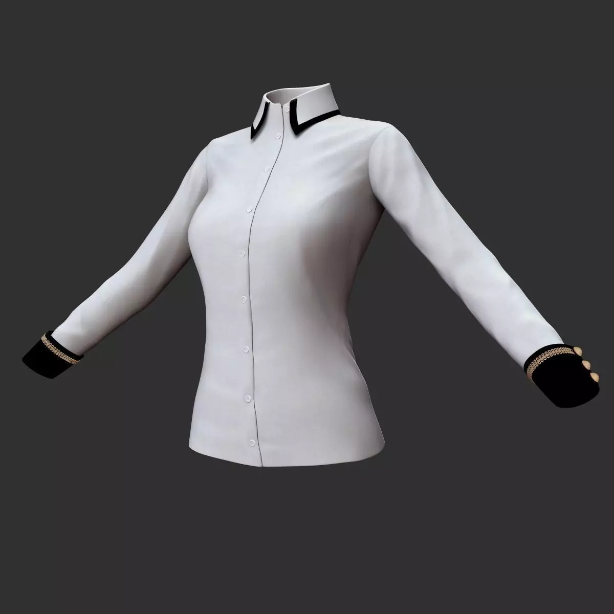 Blouse shirt with sleeves 3D model_0
