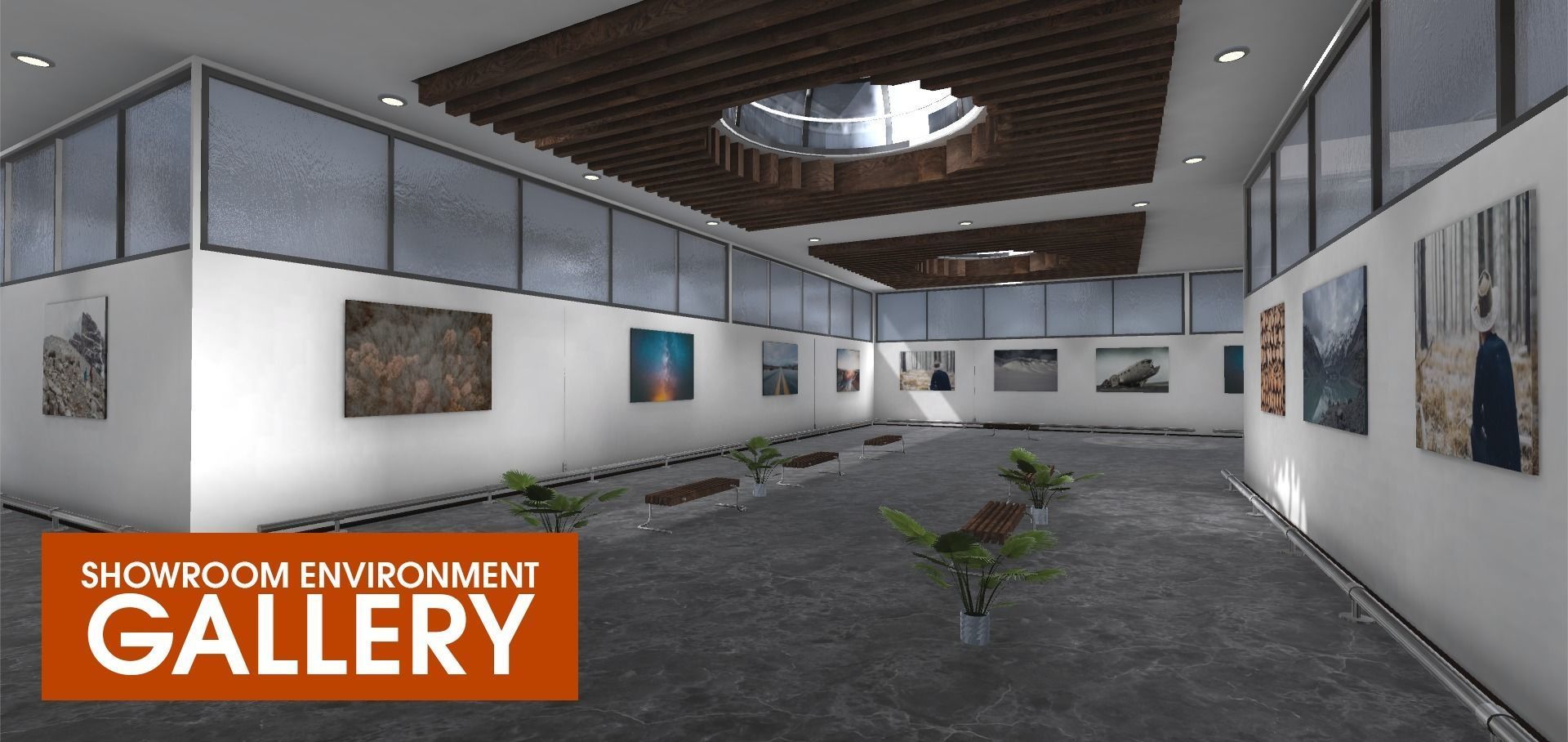 Showroom Environment - gallery Low-poly 3D model_11