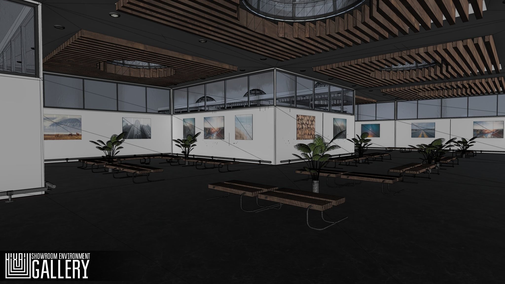 Showroom Environment - gallery Low-poly 3D model_6