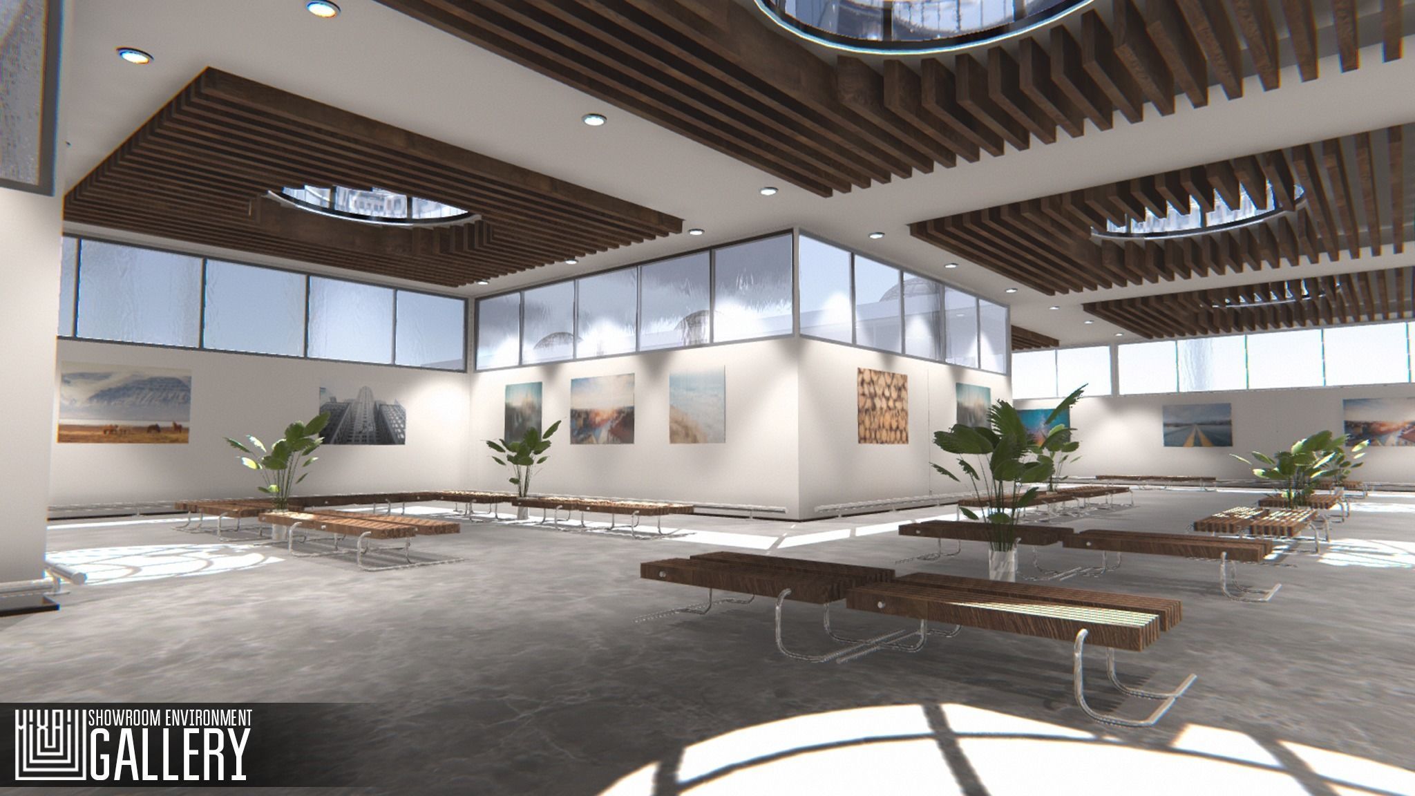 Showroom Environment - gallery Low-poly 3D model_4