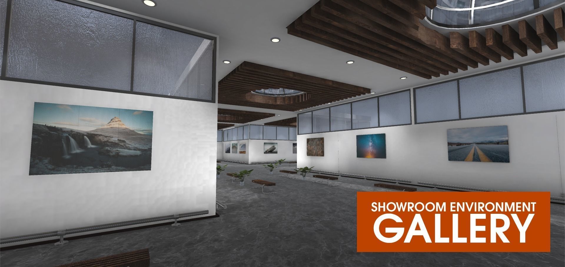 Showroom Environment - gallery Low-poly 3D model_13