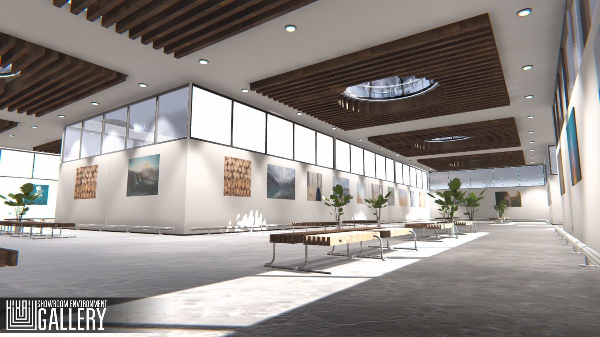 Showroom Environment - gallery Low-poly 3D model_1