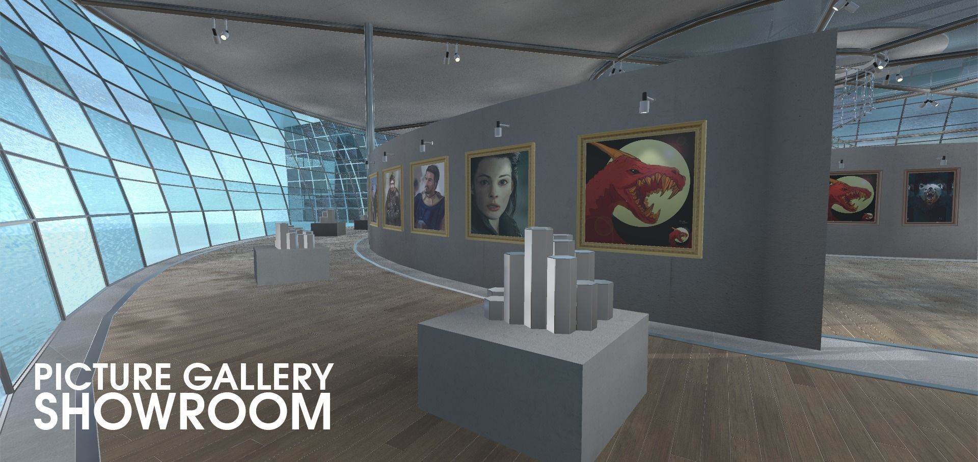 Picture gallery - showroom Low-poly 3D model_12