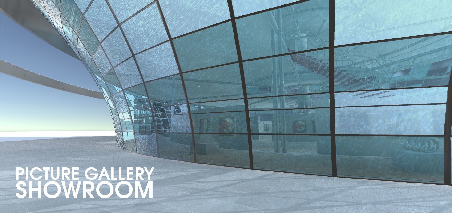 Picture gallery - showroom Low-poly 3D model_2