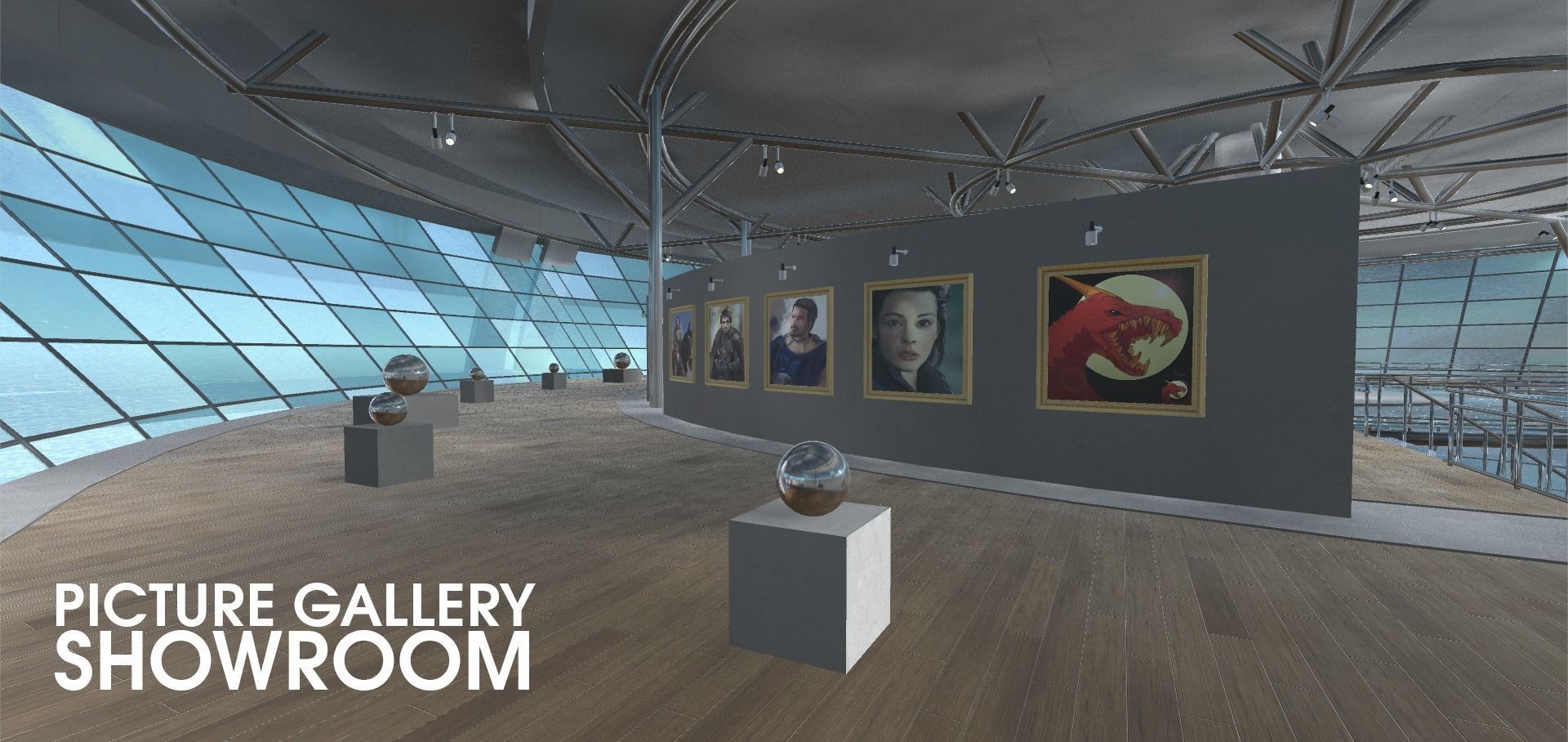 Picture gallery - showroom Low-poly 3D model_3