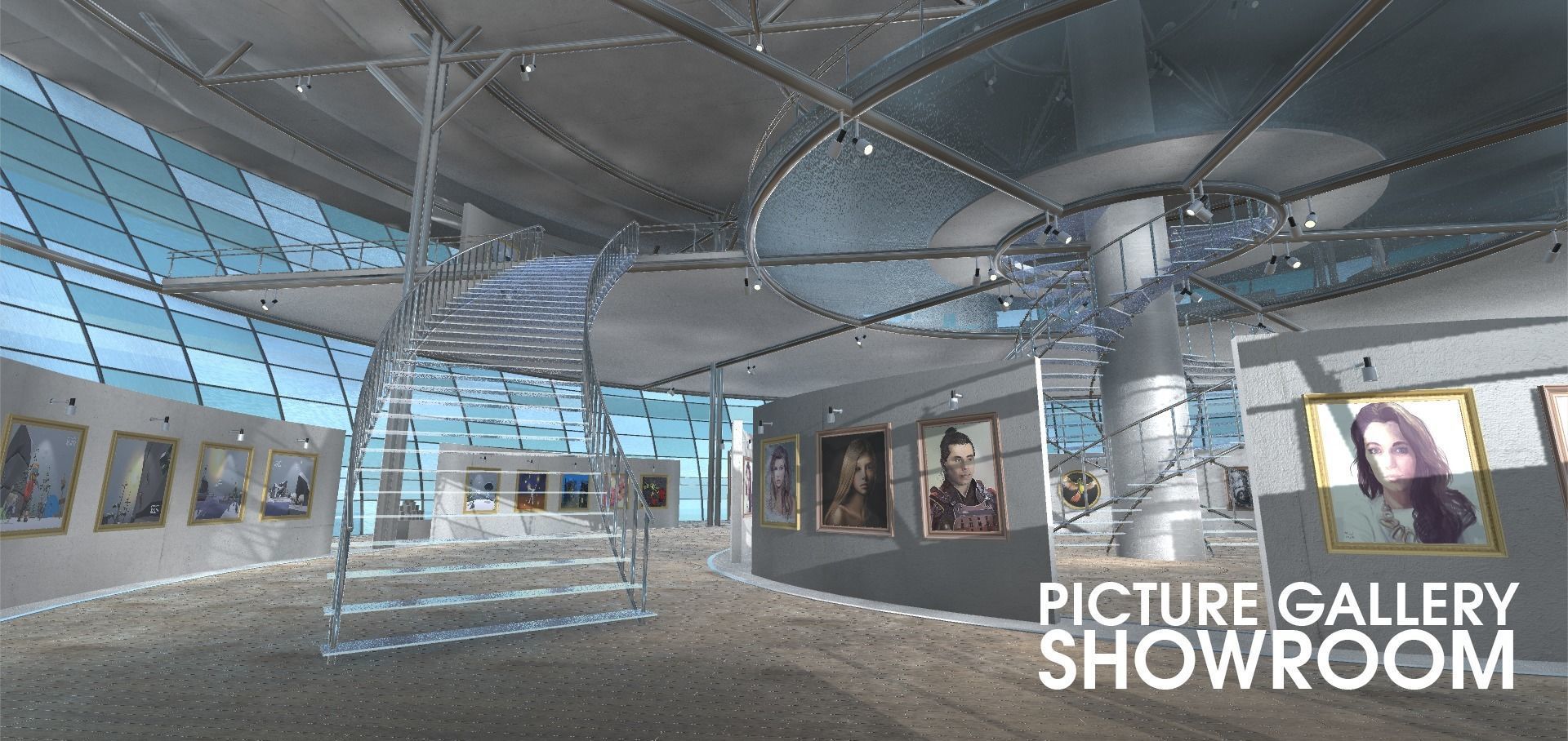 Picture gallery - showroom Low-poly 3D model_10