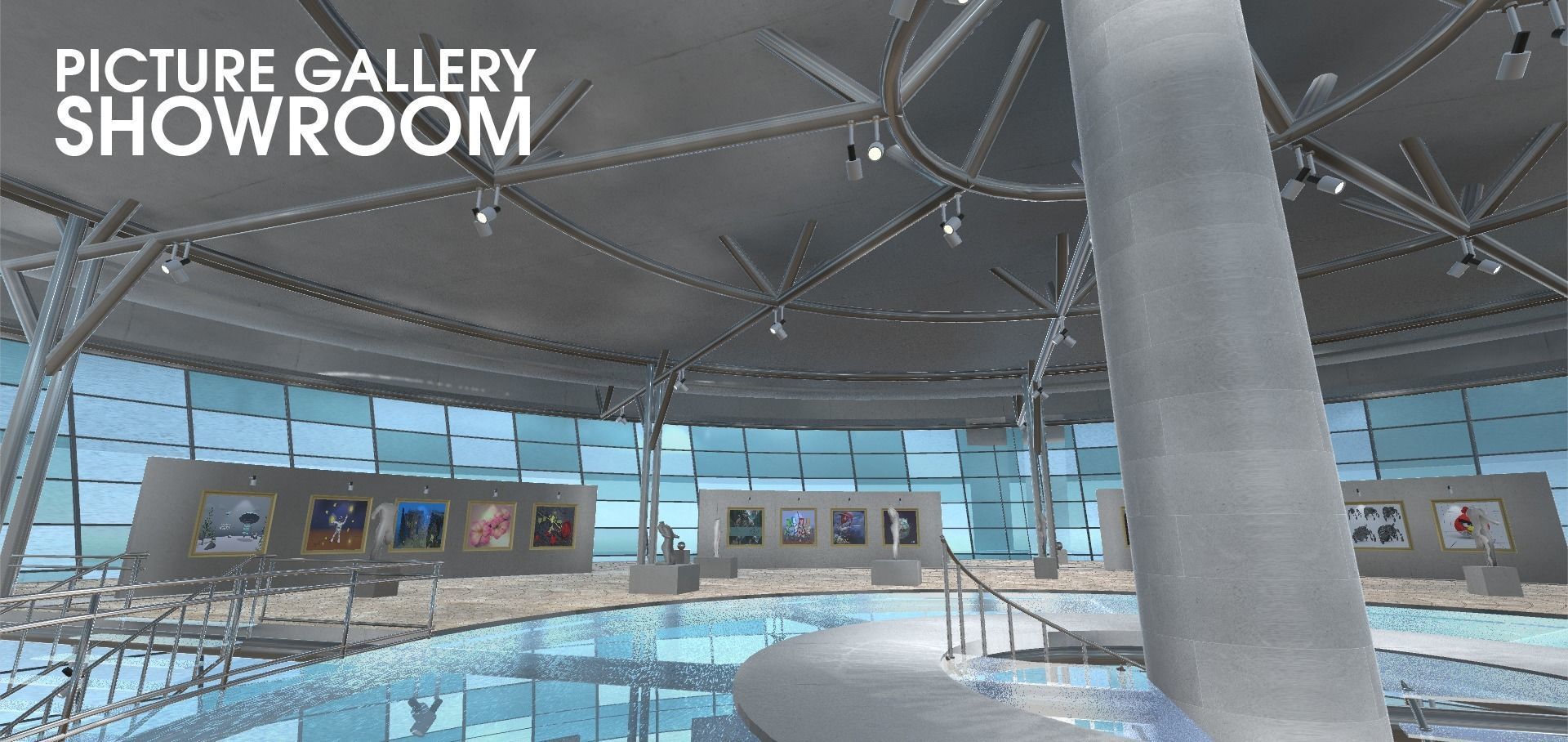 Picture gallery - showroom Low-poly 3D model_5