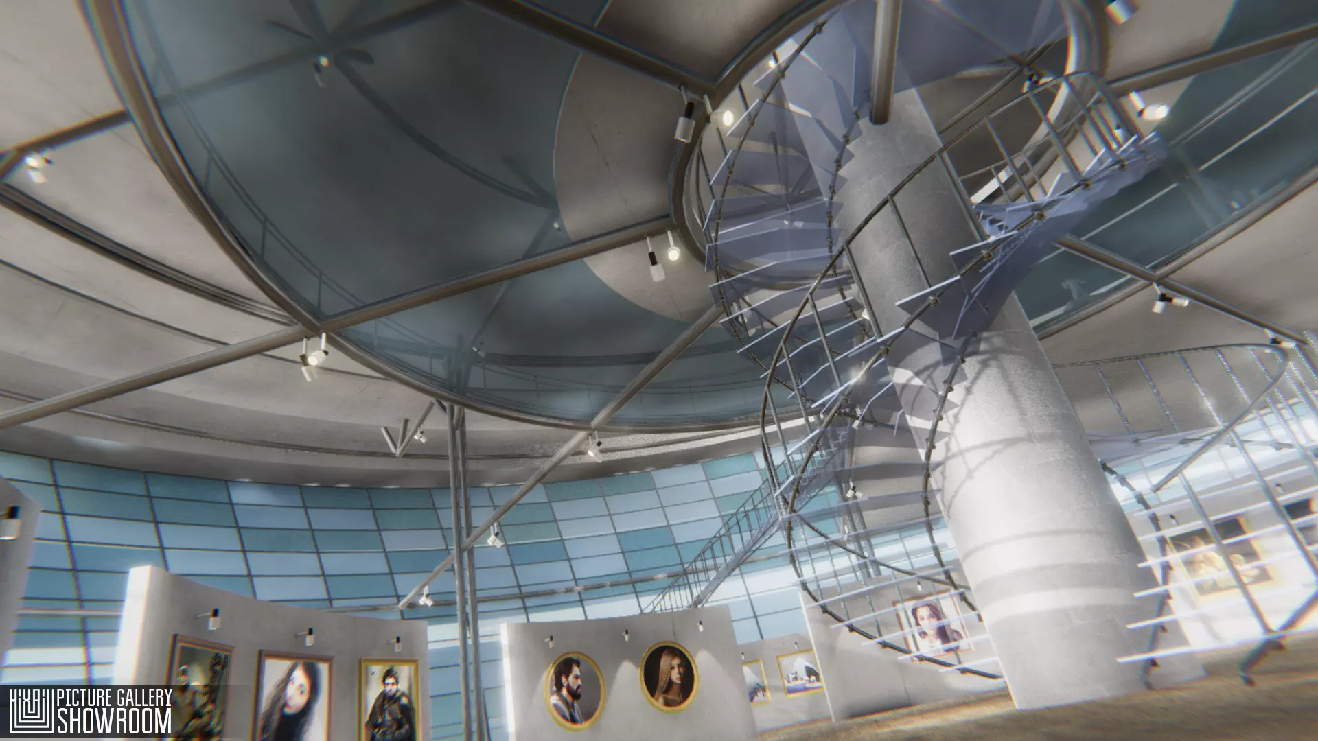 Picture gallery - showroom Low-poly 3D model_0