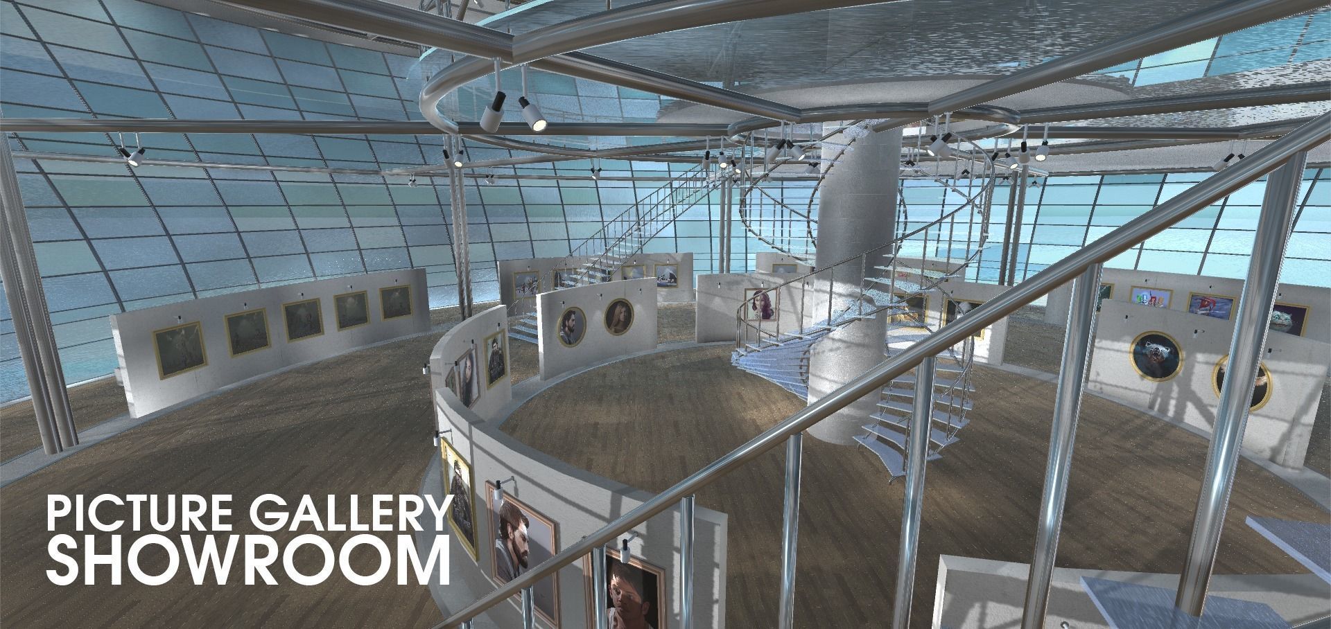 Picture gallery - showroom Low-poly 3D model_4